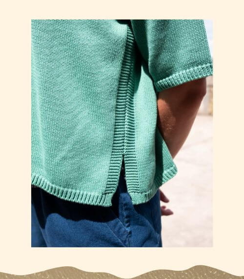 A green-blue plant wool jumper