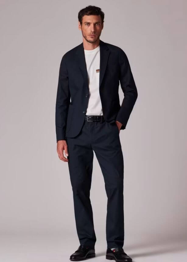 A model in a vegan suit from Paul Smith